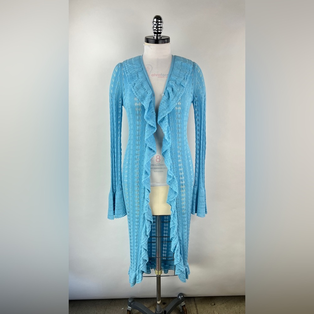 3136. Ruffled Knit Midi Button Front Cardigan - image 4